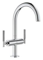 Vorschau: Grohe Atrio 2-Griff-Waschtischarmatur L-Size mit Push-Open mit Atrio Hebelgriffe mit Rändelstruktur 48646000, 21134000