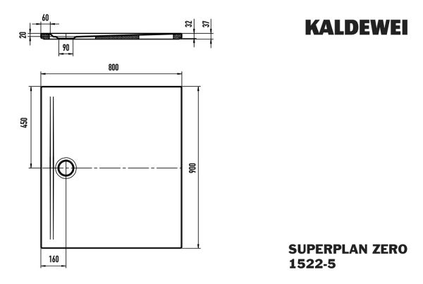 Kaldewei Superplan Zero bodenebene Duschwanne 80x90cm, mit Wannenträger extraflach, Mod.1522-5