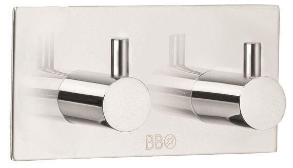 Smedbo selbstklebender Design Doppel-Haken, 9x4,5cm, edelstahl poliert BK1106