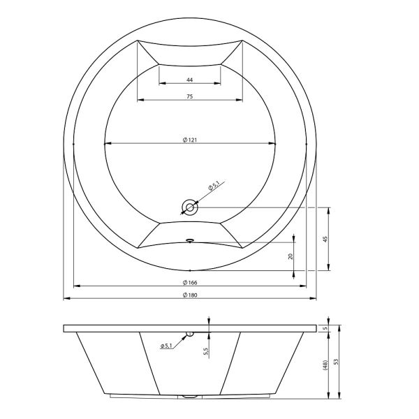 RIHO Colorado runde Badewanne 180cm, weiß