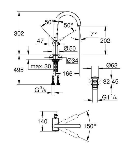 Grohe Atrio Waschtischarmatur L-Size mit Push-Open, wassersparend