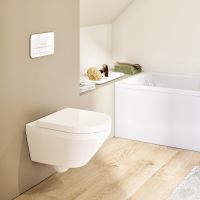 Vorschau: Villeroy&Boch Architectura TwistFlush[e³] Wand-WC rund, Tiefspüler, weiß 4694C0 WC-Sitz 98M9C101 98M9D101