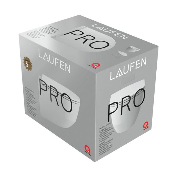 Laufen Pro Wand-Tiefspül-WC Pack kompakt, spülrandlos 49,5x36cm inkl. WC-Sitz, weiß H8669550000001