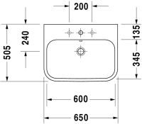 Vorschau: Duravit Happy D.2 Waschtisch 65x50,5cm, mit Hahnloch und Überlauf, geschliffen, weiß 2318650027