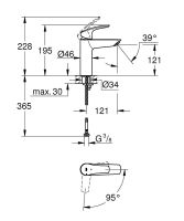 Vorschau: Grohe Eurosmart Waschtischbatterie M-Size, Energie-Spar-Funktion, chrom