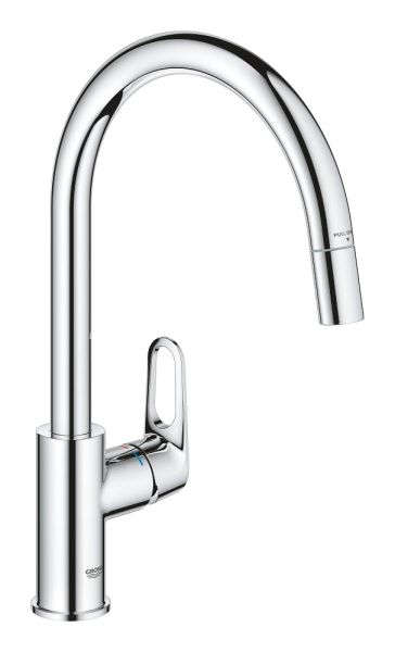 Grohe BauFlow Einhand-Küchenarmatur mit C-Auslauf, ausziehbar, chrom 30549000 