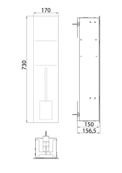 emco asis pure (Glasfront) WC-Modul Unterputz 73x17cm 1-türig 975528 Zeichnung