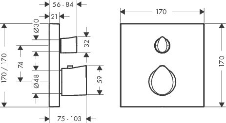 Axor Starck Organic Thermostat Unterputz mit Ab- und Umstellventil