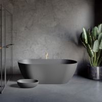 Vorschau: RIHO Solid Surface Bilbao freistehende Badewanne 170cm anthrazit seidenmatt B118001080