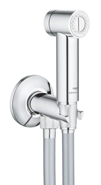 Grohe Rainshower Aqua Bidetbrause Wandhalterset mit Absperrventil, Brauseschlauch 1,25m, chrom 26843000