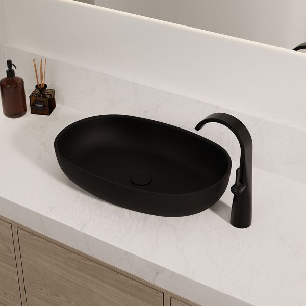 Steinberg Serie 440 Aufsatzschale oval aus Mineo Stone 60x40cm, matt black 4406116S