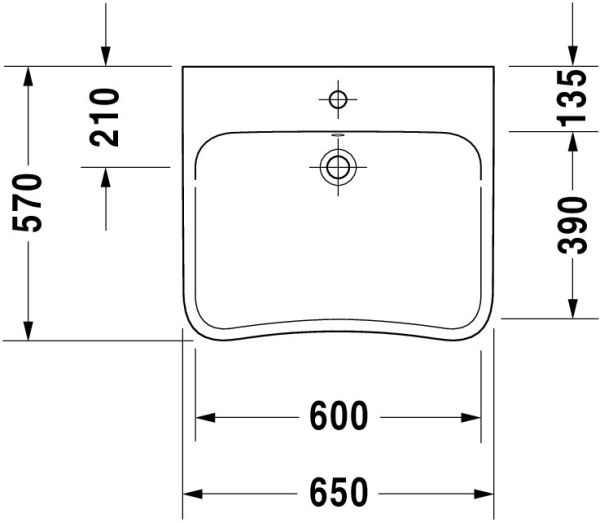 Duravit DuraStyle Waschtisch 65x57cm, mit 1 Hahnloch, mit Überlauf, weiß 2329650000