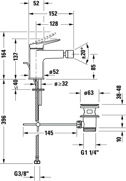 Duravit Wave Einhebel-Bidetmischer, bronze gebürstet