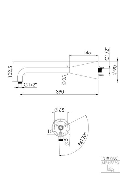 Steinberg Serie 310 Brausearm Wandmontage 39cm