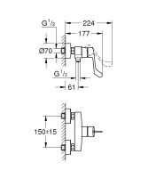 Vorschau: Grohe Eurosmart Einhand-Brausebatterie, langer Hebelgriff, chrom