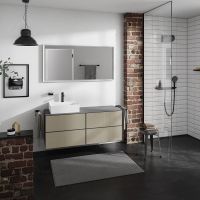 Vorschau: Hansgrohe Xevolos E Unterschrank 137cm für Aufsatzwaschtisch links mit Konsole, 4 Schubkästen