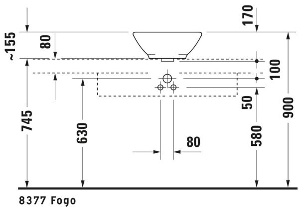 Duravit Bacino Aufsatzbecken Ø42cm rund, mit Überlauf, ohne Hahnloch, weiß