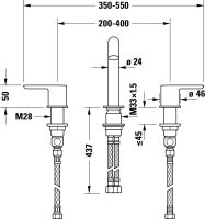 Vorschau: Duravit C.1 3-Loch Waschtischarmatur mit Zugstangen-Ablaufgarnitur, chrom