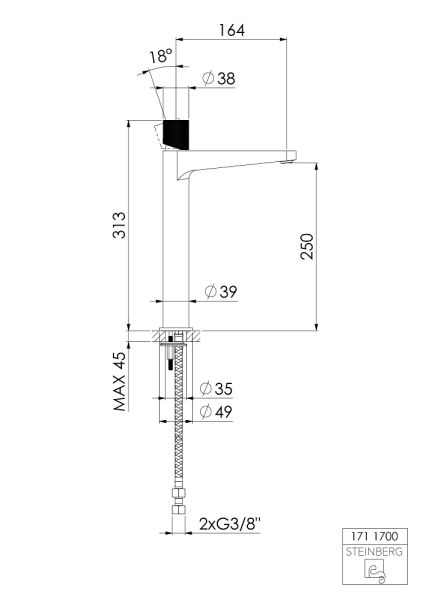 Steinberg Serie 171 Waschtisch-Einhebelmischer 31,3cm hoch ohne Ablaufgarnitur