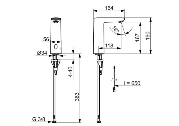 Hansa Hansaelectra Waschtischarmatur Batteriebetrieb, für Kalt/Mischwasser-Anschluss, chrom