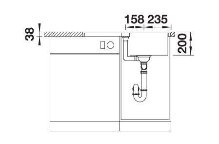 Blanco SILGRANIT® Adira 45 S-F Küchenspüle mit Ablauffernbedienung, Becken reversible einbaubar