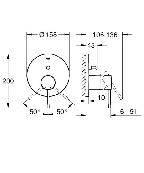 Grohe Essence Einhand-Wannenbatterie Unterputz, phantom black