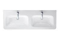 Vorschau: Duravit DuraStyle Doppelwaschtisch rechteckig 130x48cm mit Überlauf, 2 Hahnlöcher, WonderGliss, weiß 23381300001