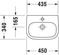 Vorschau: Duravit D-Code Handwaschbecken rechteckig 45x34cm, mit Hahnloch, ohne Überlauf, weiß 0707450000