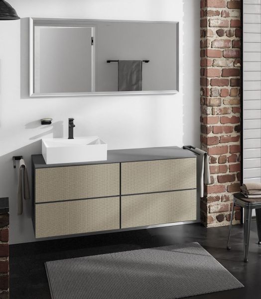 Hansgrohe Xevolos E Unterschrank 137cm für Aufsatzwaschtisch links mit Konsole, 4 Schubkästen