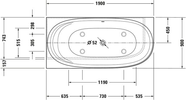 Duravit Cape Cod Eck-Badewanne 190x90cm Ecke links, weiß