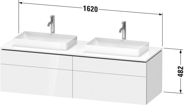 Duravit L-Cube Waschtischunterschrank wandhängend 162x55cm mit 4 Schubladen für Aufsatzbecken