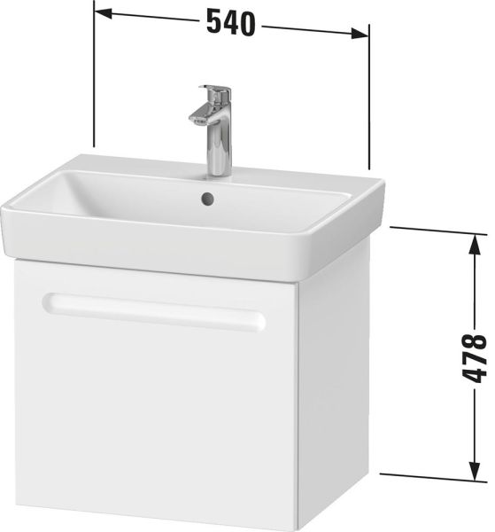 Duravit No.1 Waschtischunterschrank 54cm zu Waschtisch 237560, 1 Auszug mit Innenschublade