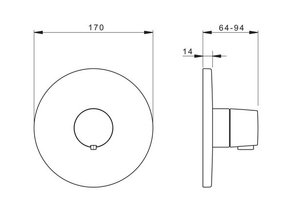 Hansa Hansaliving Fertigmontageset rund mit Funktionseinheit Thermostat-Batterie, chrom