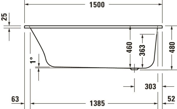 Duravit Qatego Einbau-Badewanne rechteckig 150x75cm, weiß