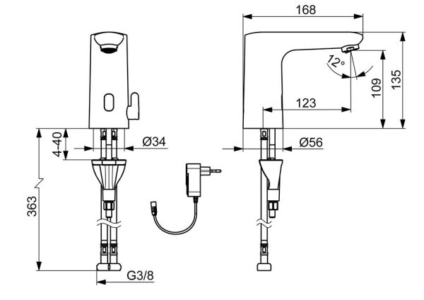 Hansa Hansaelectra Safety Infrarot-Waschtischarmatur Netzbetrieb, chrom