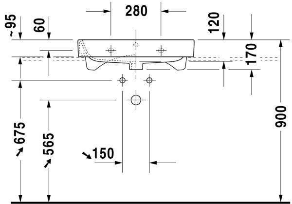 Duravit Happy D.2 Waschtisch 65x50,5cm, mit Überlauf, ohne Wondergliss, weiß 2318650027