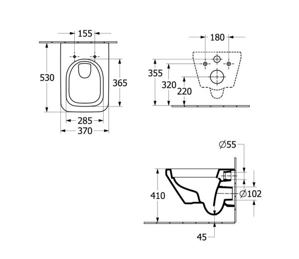 Villeroy&Boch Architectura Wand-Tiefspül-WC, spülrandlos mit TwistFlush[e³], softcube, weiß 5685C001