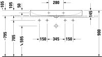 Vorschau: Duravit DuraSquare Waschtisch 100x47cm, ohne Überlauf, mit Wondergliss, mit nicht verschließbarem Ablaufventil, weiß 23531000431