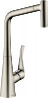 Hansgrohe Metris M71 Einhebel-Küchenmischer 320 mit Ausziehbrause und sBox, edelstahl finish