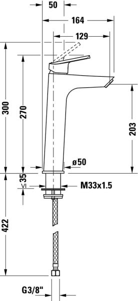 Duravit No.1 Einhebel-Waschtischmischer L Minus-Flow ohne Zugstangen-Ablaufgarnitur, chrom