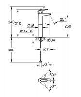 Vorschau: Grohe BauEdge Einhand-Waschtischbatterie, glatter Körper, XL-Size, chrom