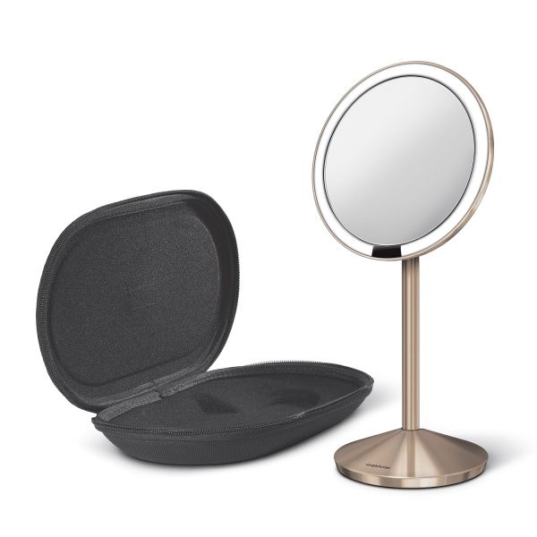 simplehuman faltbarer Sensorspiegel Ø12cm, 10-fache Vergrößerung, wiederaufladbar, roségold