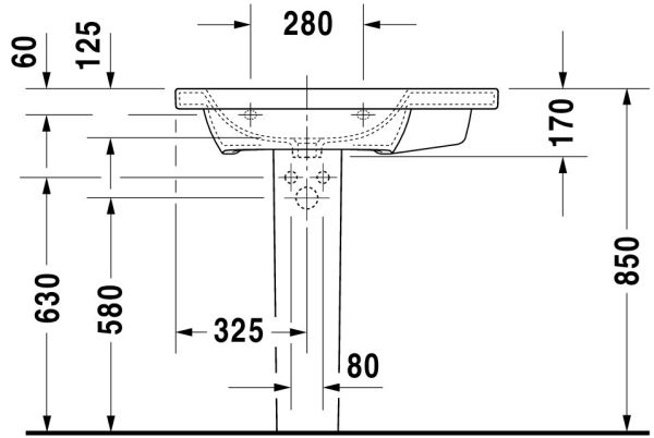 Duravit DuraStyle Waschtisch 80x48cm, mit Überlauf, ohne Wondergliss, weiß 2325800000