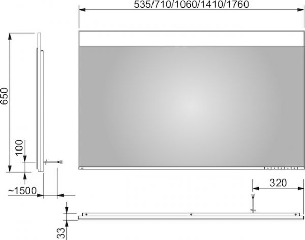 Keuco Edition 400 Lichtspiegel DALI-steuerbar, silber-gebeizt-eloxiert, 141x65cm