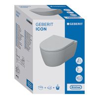 Vorschau: Geberit iCon Set Wand-WC Tiefspüler, geschlossene Form, Rimfree, mit WC-Sitz, weiß 500683002