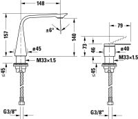 Vorschau: Duravit D.1 2-Loch Waschtischarmatur M, chrom