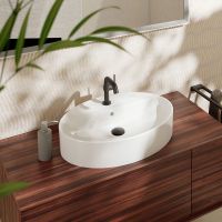 Hansgrohe Xuniva D Aufsatzwaschtisch 60x45cm mit Hahnloch und Überlauf, weiß, 60170450