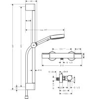 Vorschau: hansgrohe Pulsify Select S Brausesystem 105 Brausestange 65cm Ecostat Element 3 jet Handbrause