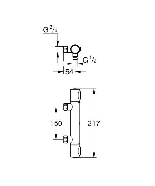 Grohe Grohtherm 500 Thermostat-Brausebatterie ohne Anschlüsse, chrom