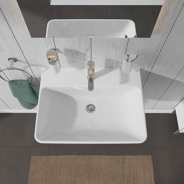 Duravit ME by Starck Waschtisch rechteckig 65x49cm, mit Hahnloch und Überlauf, weiß 2335650000